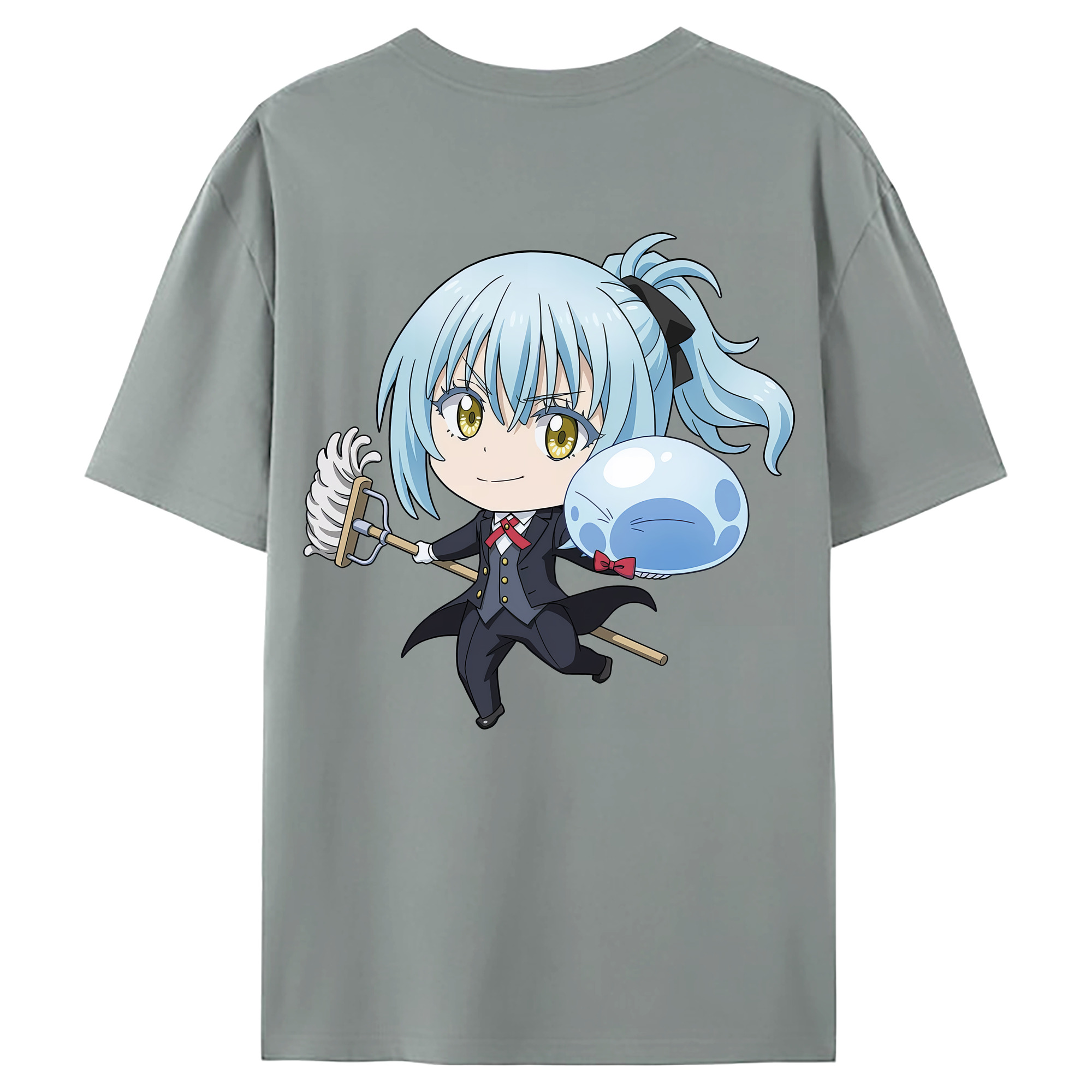 （画像用） 転スラ Regarding Reincarnated to Slime 綿100％ メンズ半袖Tシャツ（バックプリント） 通気性
